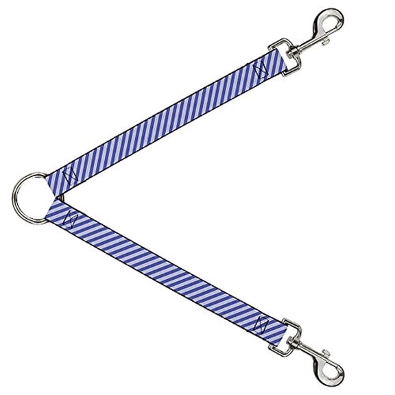 Buckle-Down Leash Splitter - Diagonal Stripes Pastel Blues - 1" Wide - 30" Length