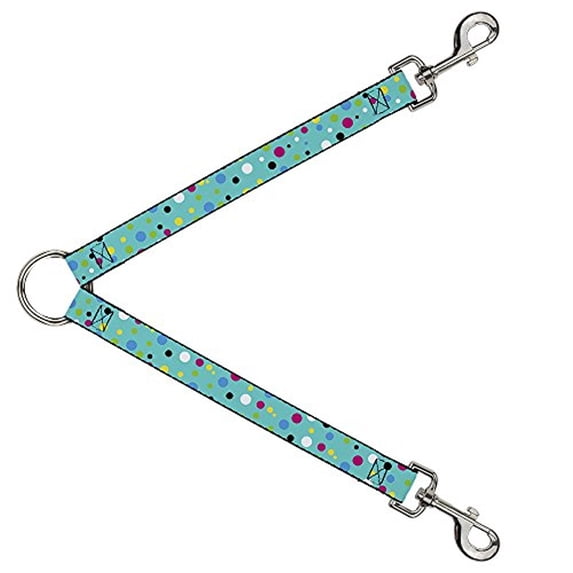 Buckle-Down Leash Splitter - Dots Seafoam Green Multi Pastel - 1" Wide - 30" Length