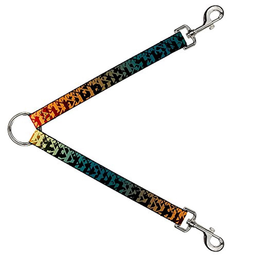 Buckle-Down Leash Splitter - Geometric Transition Blues Reds Orange Yellows - 1" Wide - 30" Length