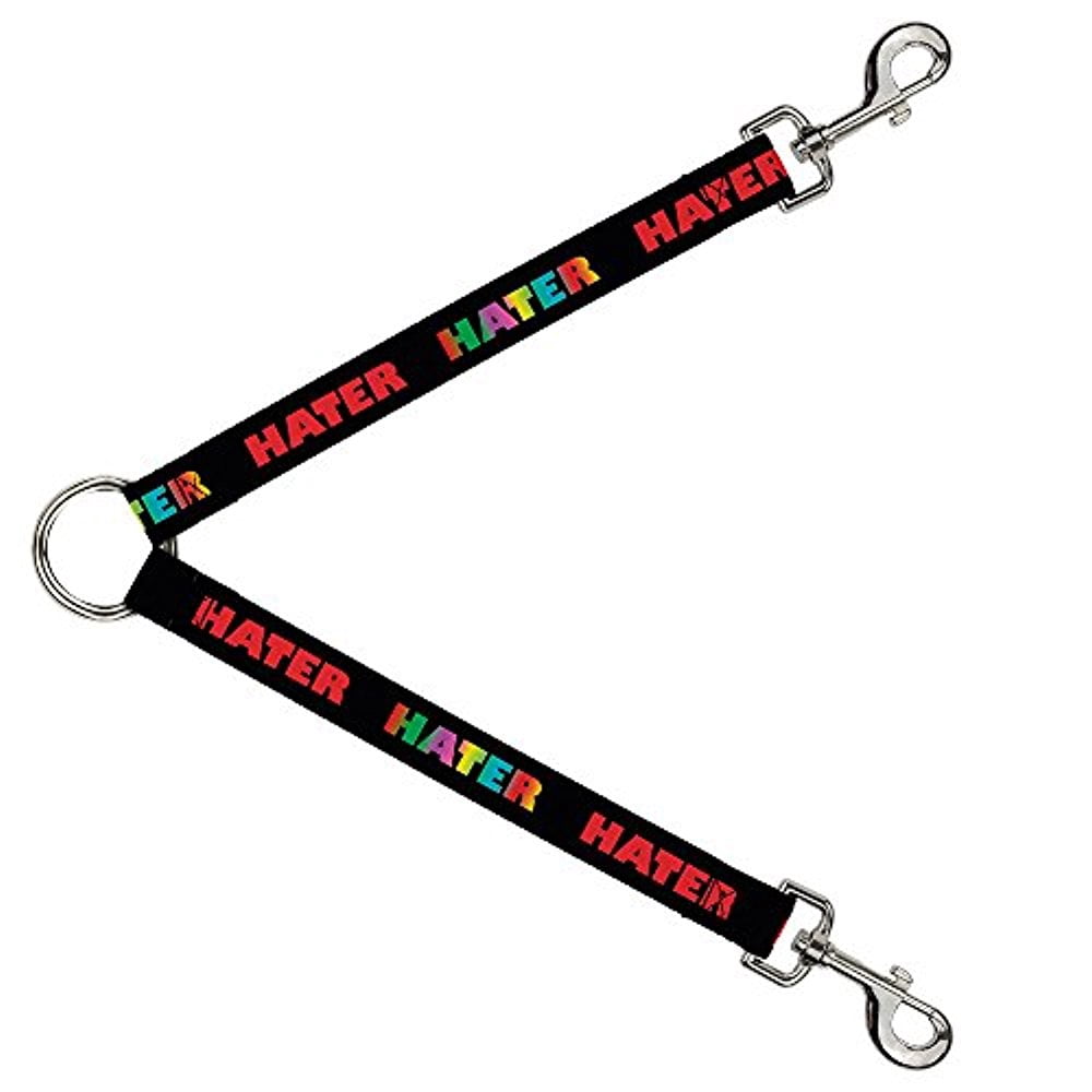 Buckle-Down Leash Splitter - HATER Black Red Rainbow Fade - 1" Wide - 30" Length
