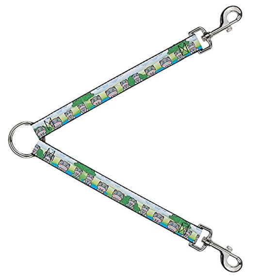Buckle-Down Leash Splitter - Hippo Cartoon - 1" Wide - 30" Length