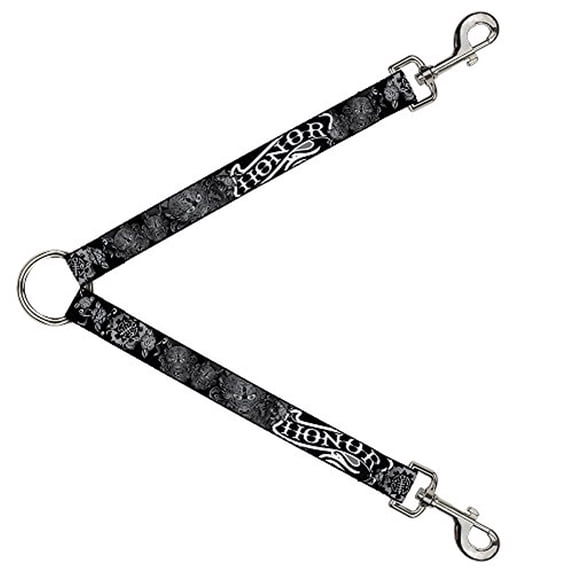 Buckle-Down Leash Splitter - Honor Black White - 1" Wide - 30" Length