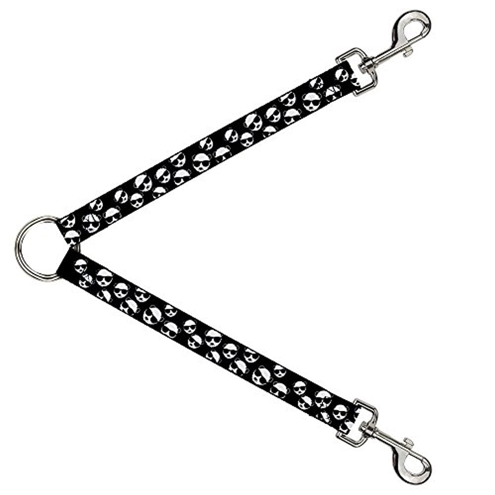 Buckle-Down Leash Splitter - Multi Panda w Sunglasses Black White - 1" Wide - 30" Length