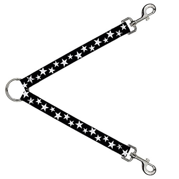 Buckle-Down Leash Splitter - Multi Stars Black White - 1" Wide - 30" Length