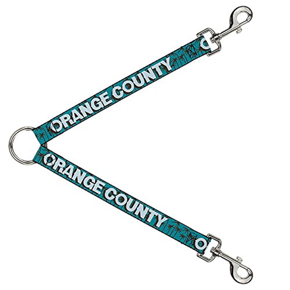 Buckle-Down Leash Splitter - ORANGE COUNTY Palm Trees Blue Brown Light Blue - 1" Wide - 30" Length
