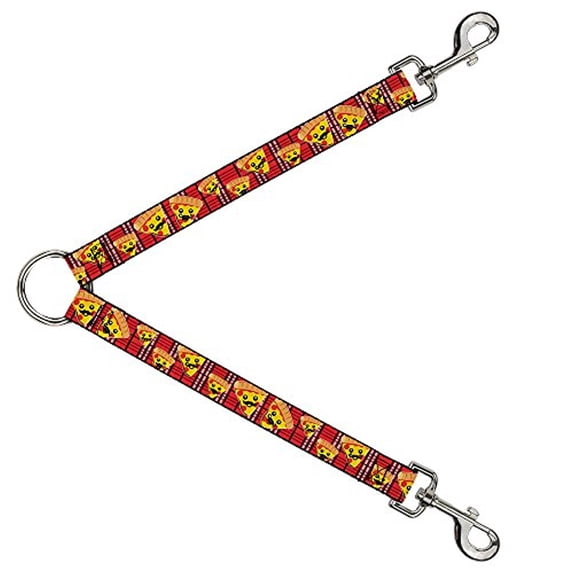 Buckle-Down Leash Splitter - Pizza Man Plaid Red - 1" Wide - 30" Length