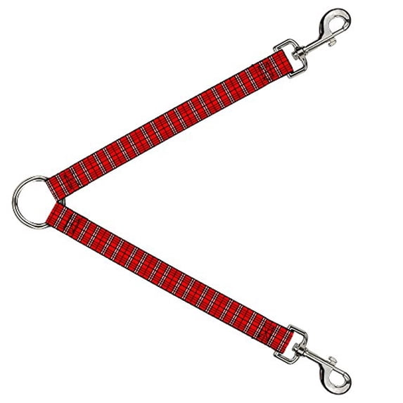 Buckle-Down Leash Splitter - Plaid Red - 1" Wide - 30" Length