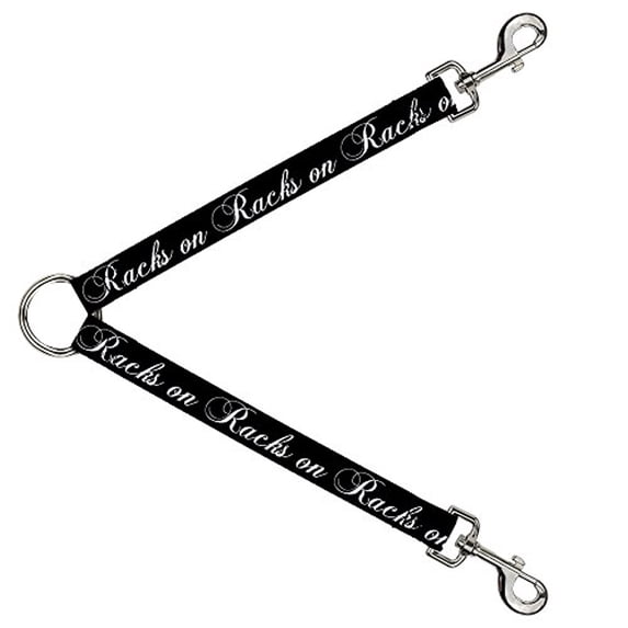 Buckle-Down Leash Splitter - RACKS ON RACKS Black White - 1" Wide - 30" Length
