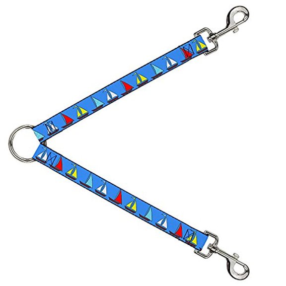 Buckle-Down Leash Splitter - Sailboats Blue - 1" Wide - 30" Length
