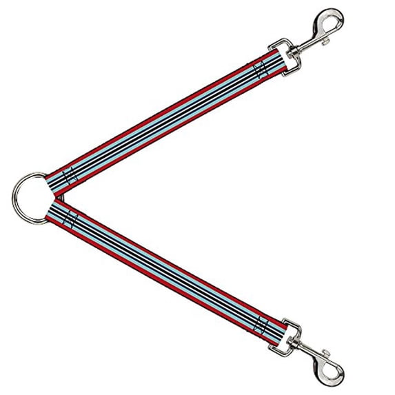 buckle-down leash splitter - stripes red blues white - 1" wide - 30" length