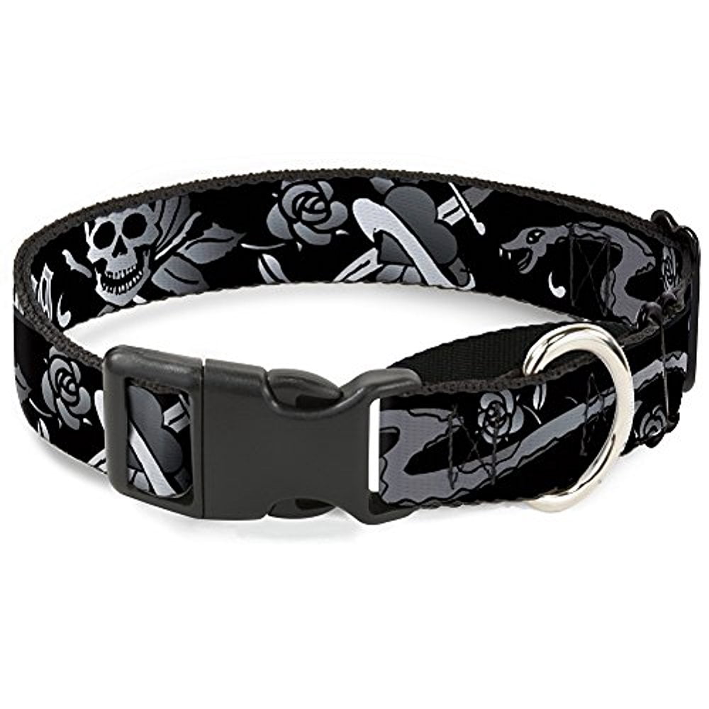 Buckle-Down "Live Hard Die Young Black White" Martingale Dog Collar