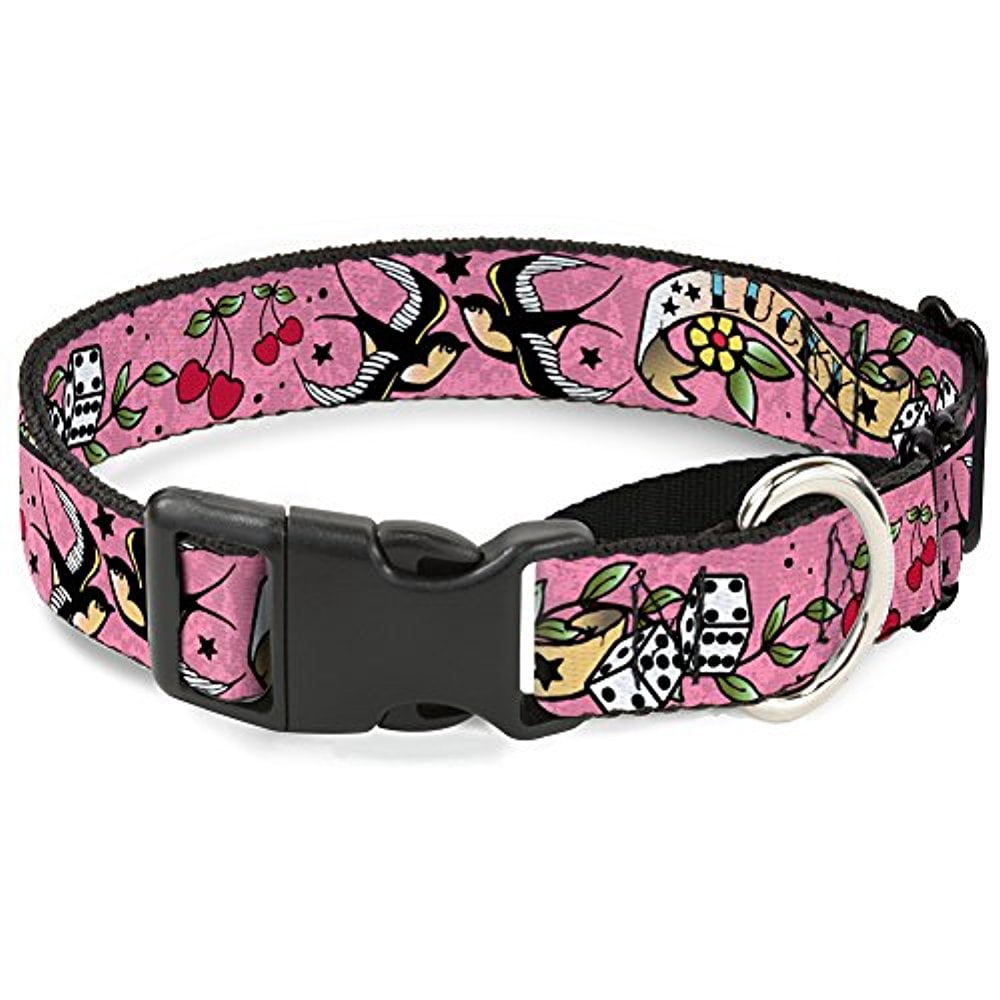 buckle-down "lucky pink" martingale dog collar