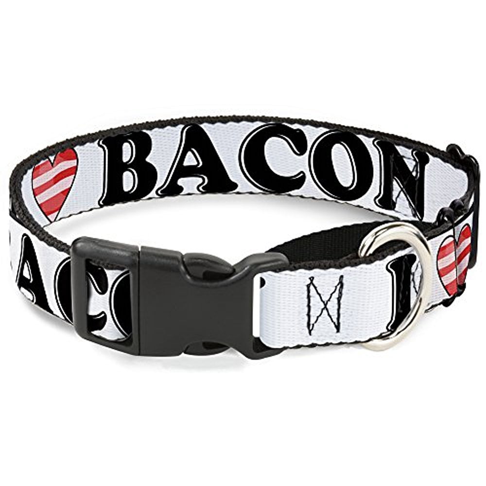 Buckle-Down MGC-W30914-L I Heart Bacon Text Martingale Dog Collar
