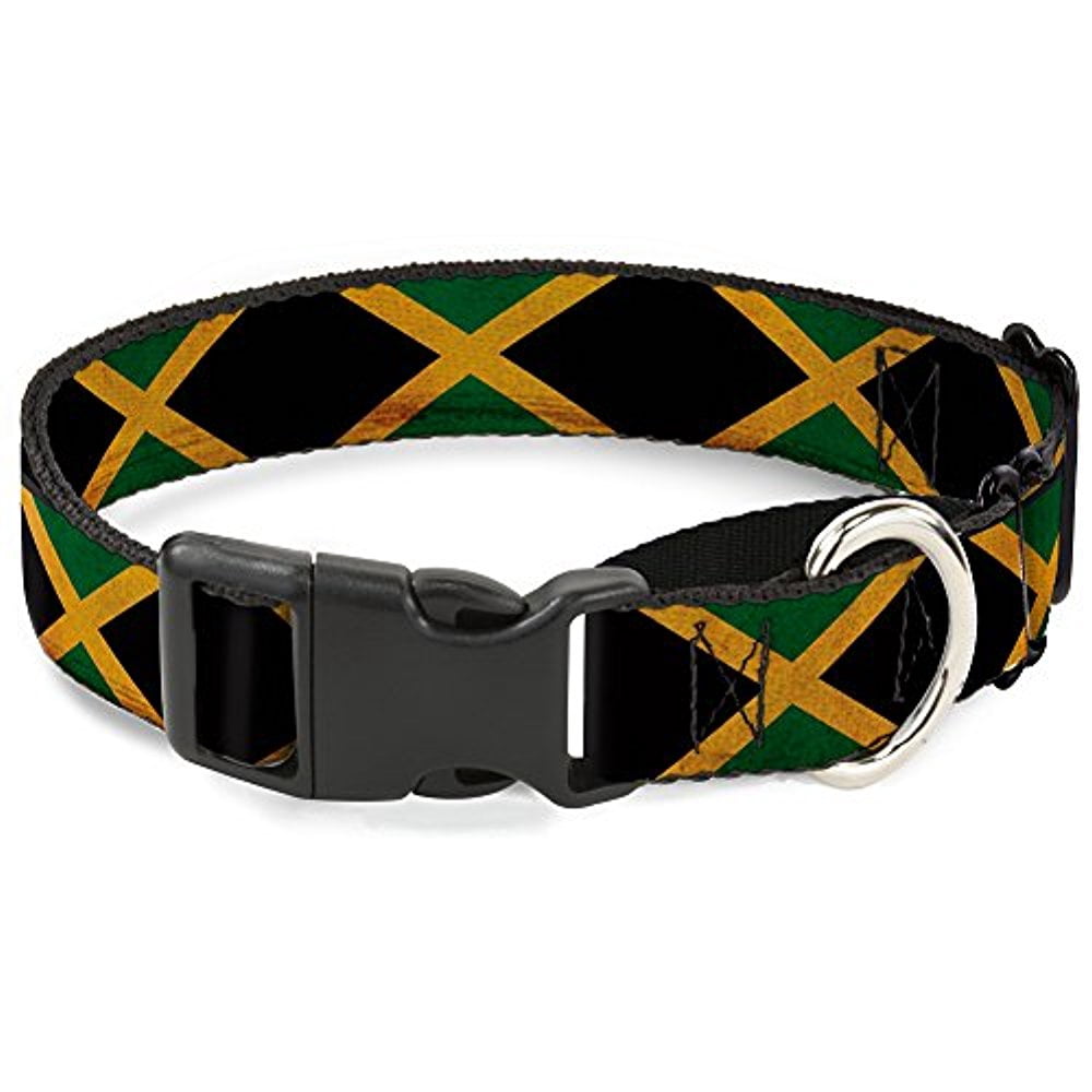 Buckle-Down MGC-W31009-L Jamaica Flags Vintage Black Martingale Dog Collar
