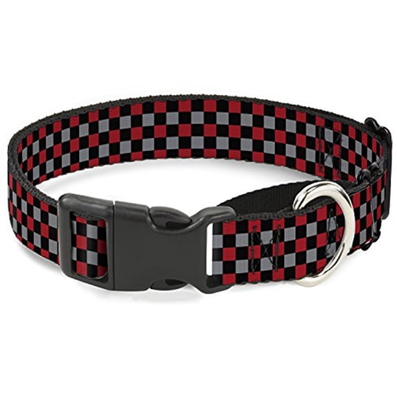 buckle-down mgc-w31387-l mini checker black gray 3 red martingale dog collar