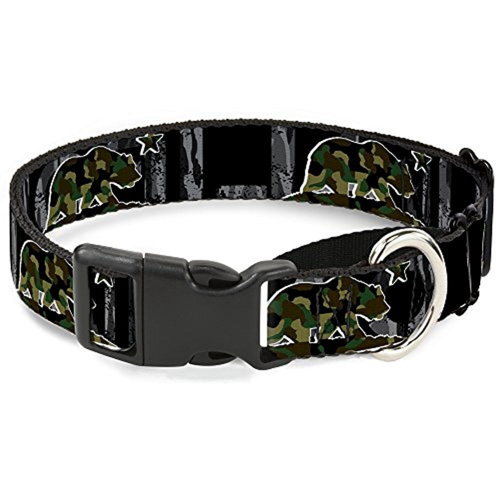 Buckle-Down MGC-W32989-L California Flag Bear Black Camo Gray Camo Olive Martingale Dog Collar