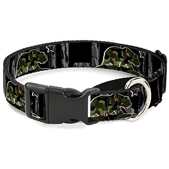 Buckle-Down MGC-W32989-L California Flag Bear Black Camo Gray Camo Olive Martingale Dog Collar