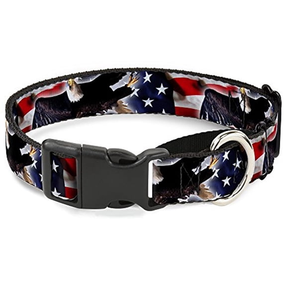 Buckle-Down Martingale Dog Collar - Flying Eagle American Flag - 1" Wide - Fits 15-26" Neck Size - Large