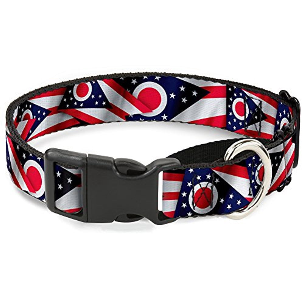 buckle-down martingale dog collar - ohio flags stacked - 1" wide - fits 15-26" neck size - large