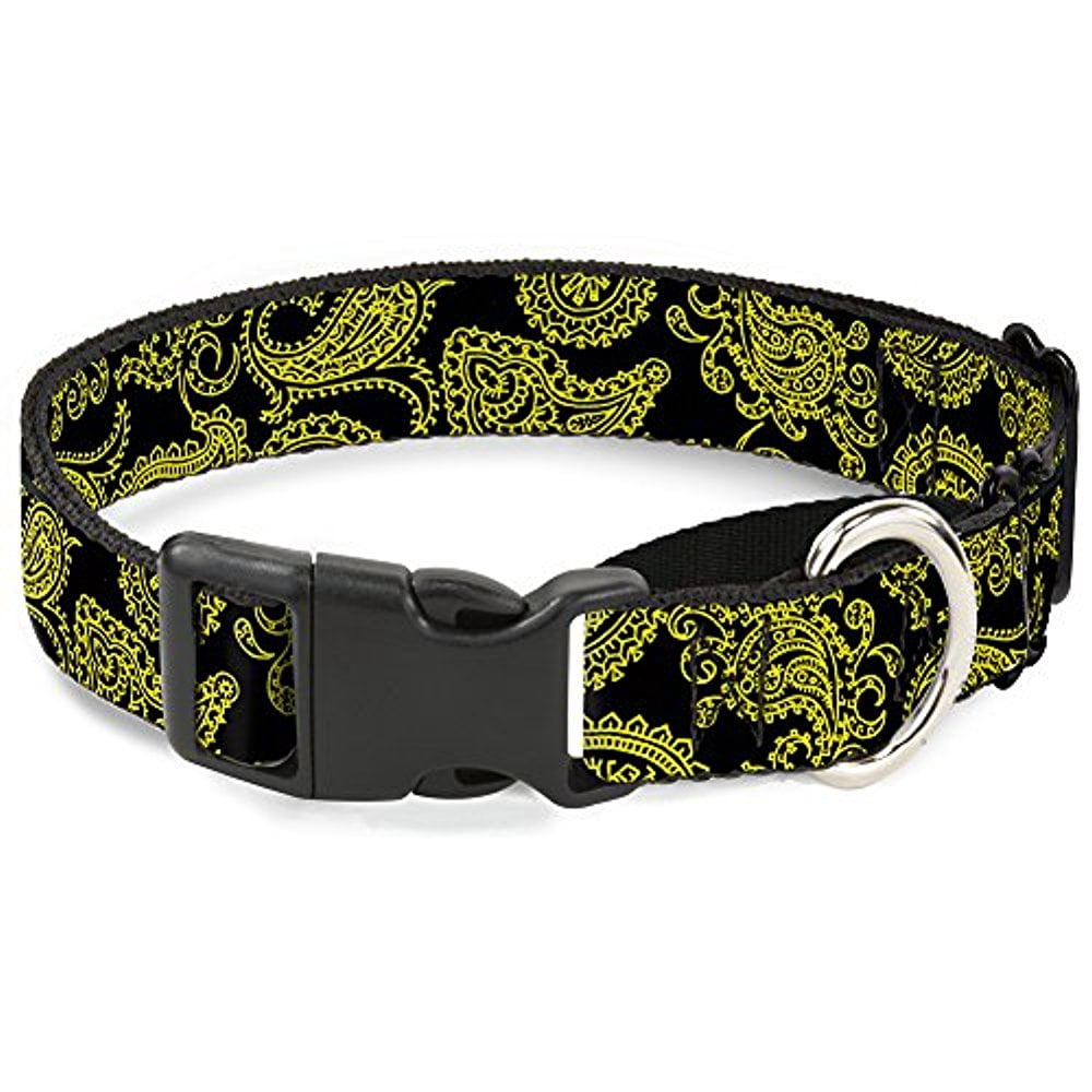 Buckle-Down Martingale Dog Collar - Paisley Stars Black Purple White - 1" Wide - Fits 15-26" Neck Size - Large