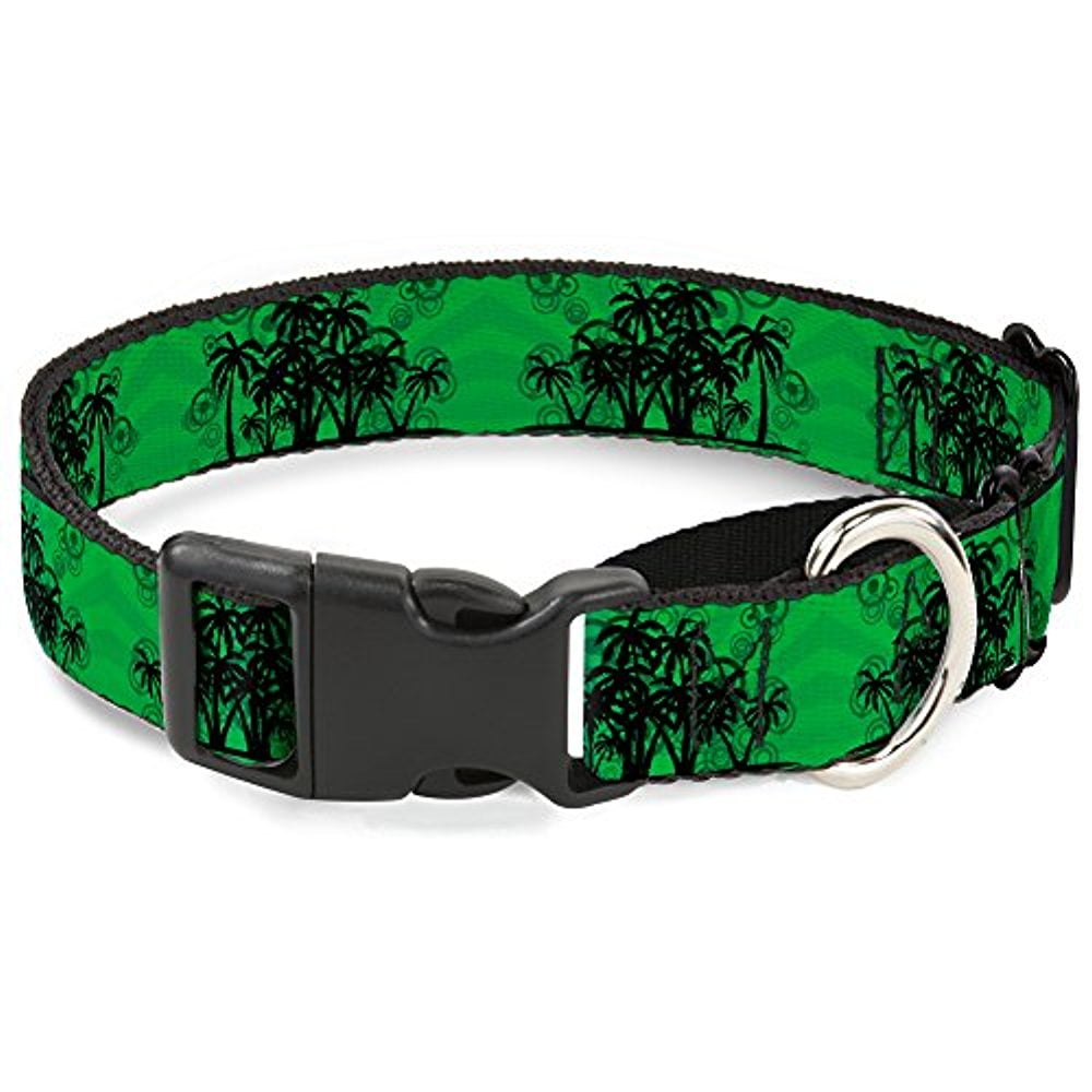 Buckle-Down Martingale Dog Collar - Palm Trees Rings Greens Blacks - 1" Wide - Fits 15-26" Neck Size - Large