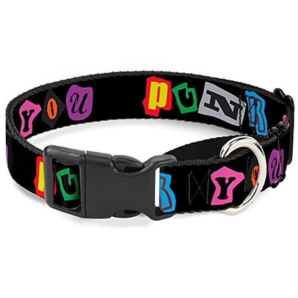 Buckle-Down Martingale Dog Collar - Punk You Black Full Color - 1" Wide - Fits 15-26" Neck Size - Large