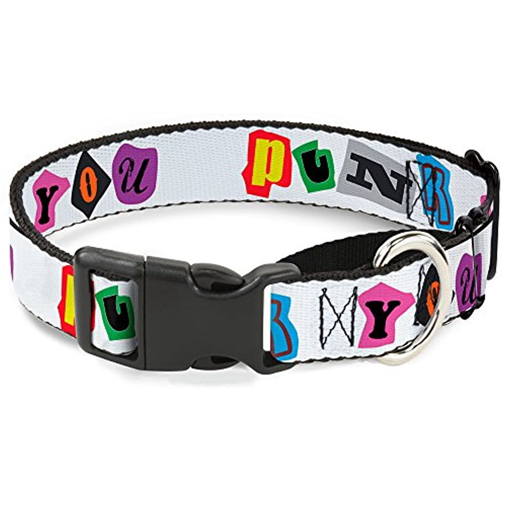 Buckle-Down Martingale Dog Collar - Punk You White Full Color - 1" Wide - Fits 15-26" Neck Size - Large
