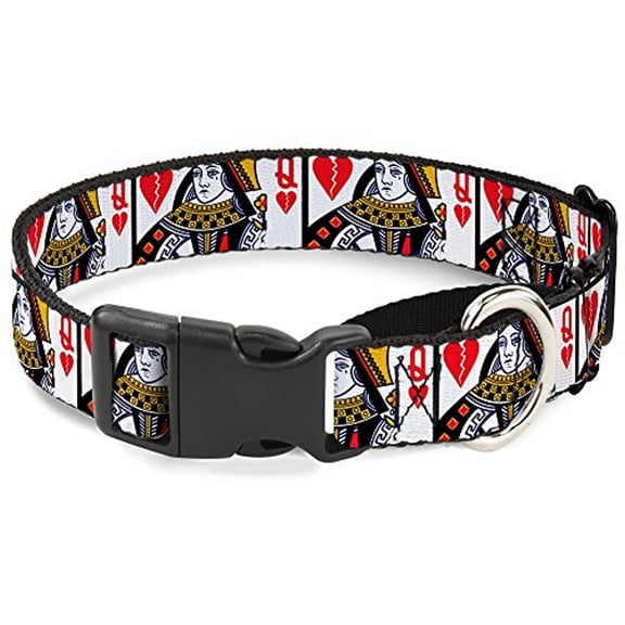 buckle-down martingale dog collar - queen of broken hearts - 1" wide - fits 15-26" neck size - large