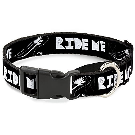 buckle-down martingale dog collar - ride me surfboard black white - 1" wide - fits 15-26" neck size - large