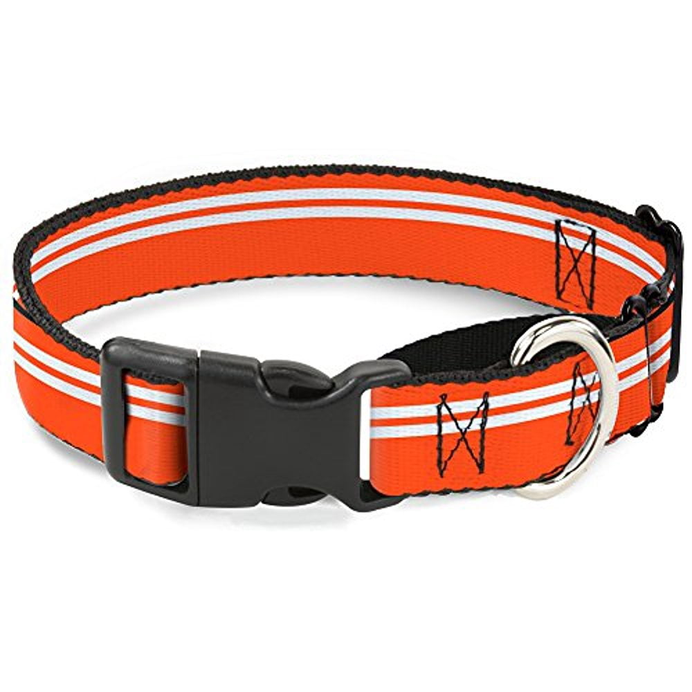 Buckle-Down Martingale Dog Collar - Racing Stripe Orange White - 1" Wide - Fits 15-26" Neck Size - Large