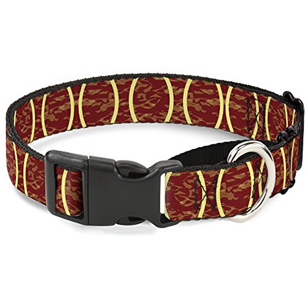 Buckle-Down Martingale Dog Collar - Rings Camo Burnt Orange Yellow - 1" Wide - Fits 15-26" Neck Size - Large