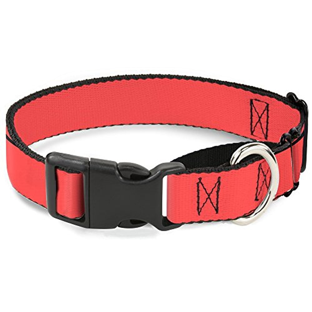 Buckle-Down Martingale Dog Collar - Solid Salmon Orange - 1" Wide - Fits 15-26" Neck Size - Large