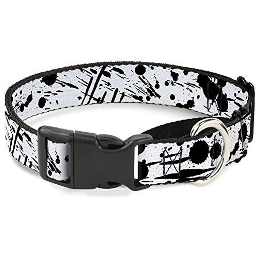 Buckle-Down Martingale Dog Collar - Splatter Black White - 1" Wide - Fits 15-26" Neck Size - Large