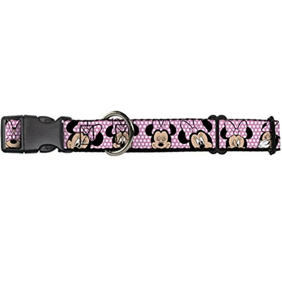 Buckle-Down Minnie Mouse Expressions Polka Dot Pink White Disney Martingale Plastic Clip Collar