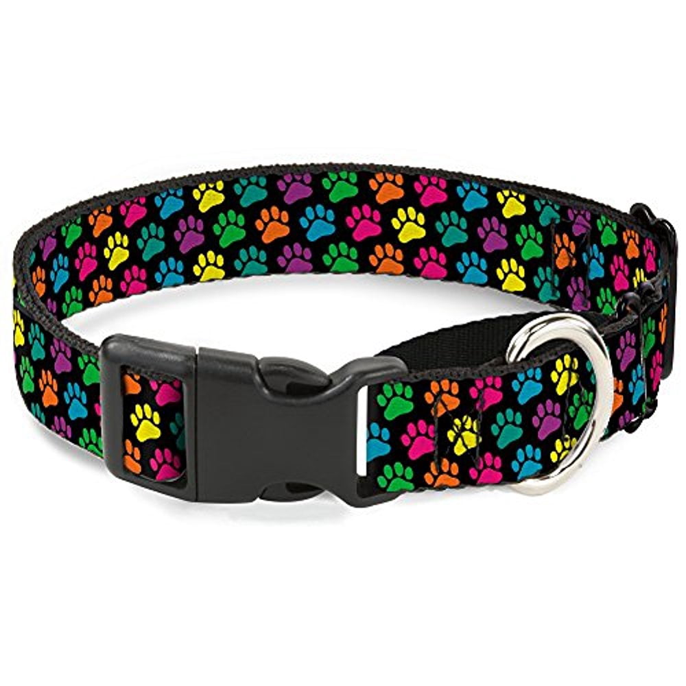 Buckle-Down Paw Print Black Multicolor Martingale Dog Collar