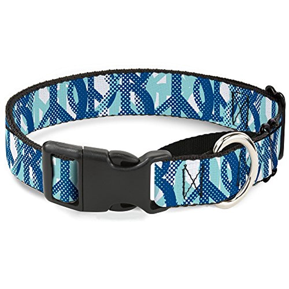 Buckle-Down Peace Dots White Blue Martingale Dog Collar