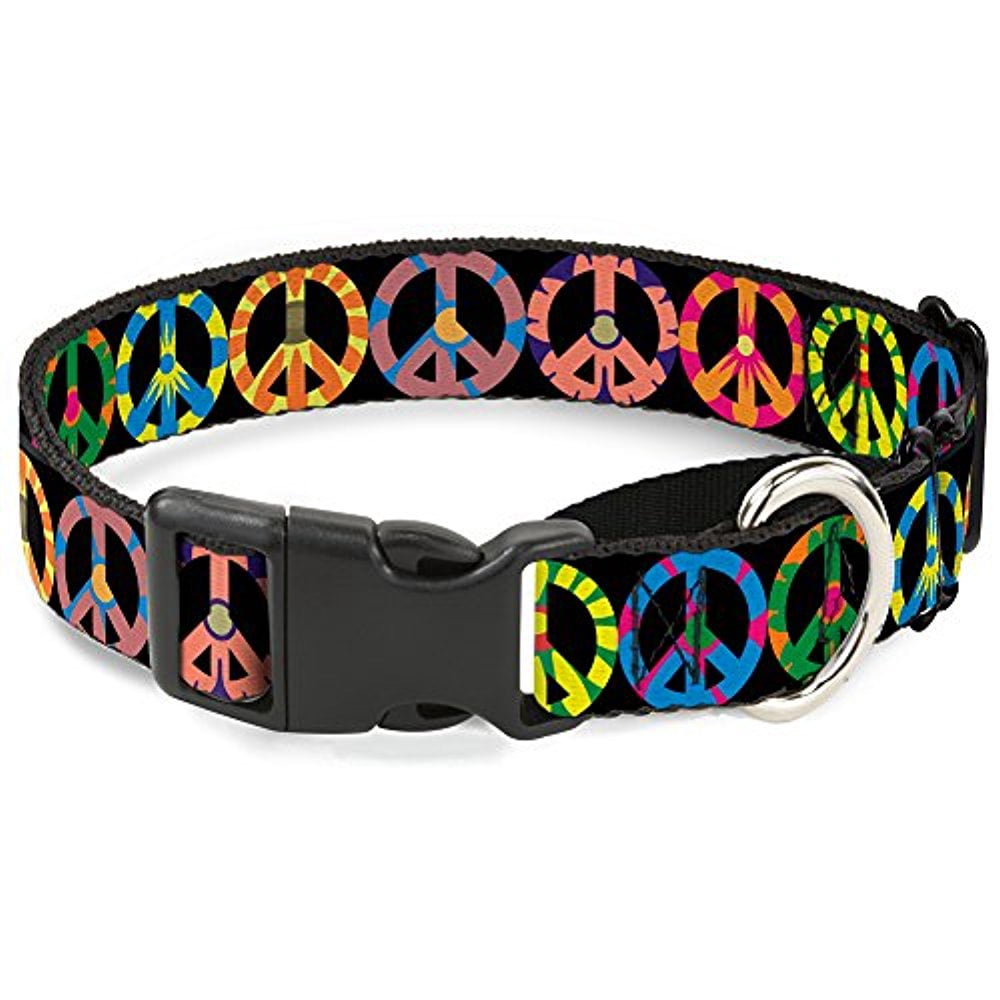buckle-down peace flowers black multicolor martingale dog collar