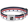 thumbnail image 1 of Buckle-Down Pet Collar, Dog Collar Metal Seatbelt Buckle, Americana Stars Stripes White Blue Red, 15 to 24 Inches 1.0 Inch Wide, 1 of 8