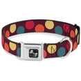 thumbnail image 1 of Buckle-Down Pet Collar, Dog Collar Metal Seatbelt Buckle, Big Dots Purple Multi Pastel, 20 to 31 Inches 1.5 Inch Wide, 1 of 8