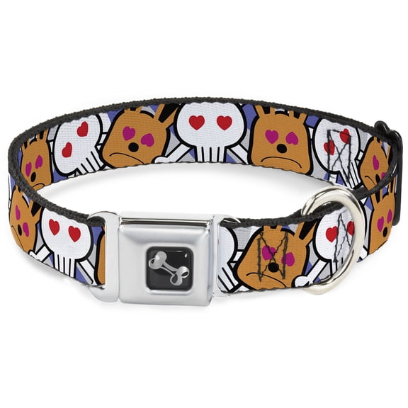 Buckle-Down Pet Collar, Dog Collar Metal Seatbelt Buckle, Buckle Down Cartoon Close Up, 9.5 to 13 Inches 1.0 Inch Wide