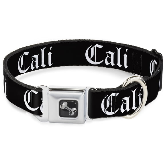 Buckle-Down Pet Collar, Dog Collar Metal Seatbelt Buckle, Cali Old English Black White, 11 to 16.5 Inches 1.0 Inch Wide