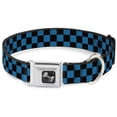 thumbnail image 1 of Buckle-Down Pet Collar, Dog Collar Metal Seatbelt Buckle, Checker Black Turquoise, 16 to 23 Inches 1.5 Inch Wide, 1 of 8