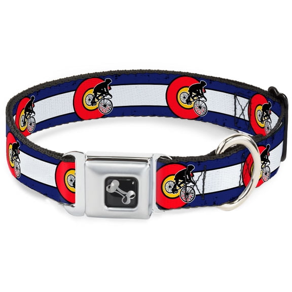 Buckle-Down Pet Collar, Dog Collar Metal Seatbelt Buckle, Colorado Biker Distressed, 15 to 24 Inches 1.0 Inch Wide