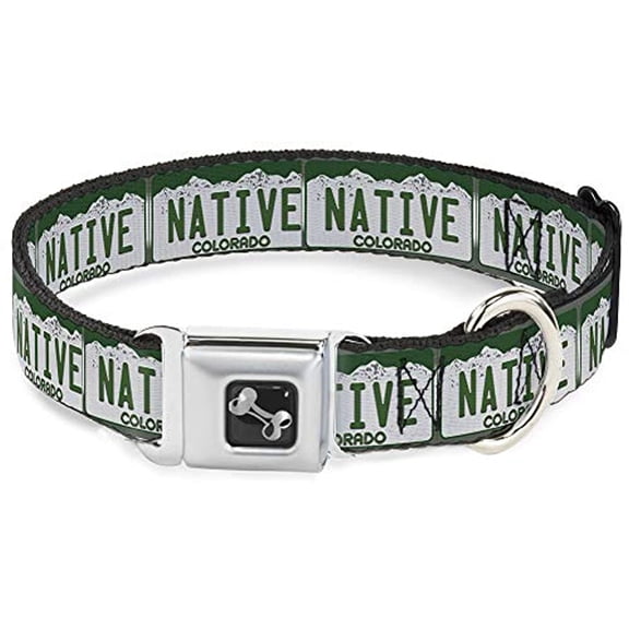 Buckle-Down Pet Collar, Dog Collar Metal Seatbelt Buckle, Colorado License Plate Native, 15 to 24 Inches 1.0 Inch Wide