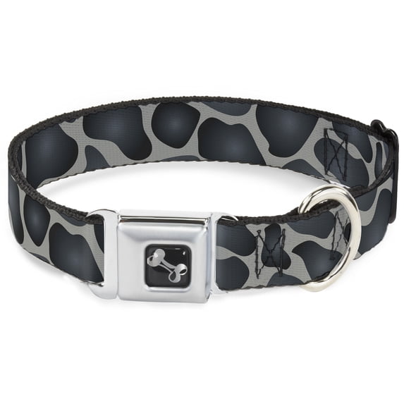 Buckle-Down Pet Collar, Dog Collar Metal Seatbelt Buckle, Giraffe Spots Gray Charcoal, 13 to 17 Inches 1.5 Inch Wide