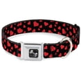 thumbnail image 1 of Buckle-Down Pet Collar, Dog Collar Metal Seatbelt Buckle, Hearts Scattered Black Red, 16 to 23 Inches 1.5 Inch Wide, 1 of 8