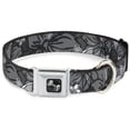 thumbnail image 1 of Buckle-Down Pet Collar, Dog Collar Metal Seatbelt Buckle, Hibiscus Collage Gray Shades, 16 to 23 Inches 1.5 Inch Wide, 1 of 7