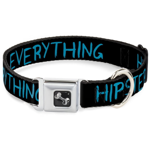 Buckle-Down Pet Collar, Dog Collar Metal Seatbelt Buckle, Hipsters Ruin Everything Black Blue, 9.5 to 13 Inches 1.0 Inch Wide