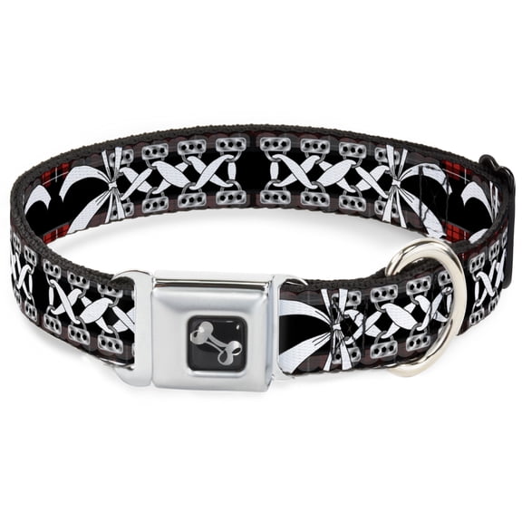 Buckle-Down Pet Collar, Dog Collar Metal Seatbelt Buckle, Icons Patterns, 15 to 24 Inches 1.0 Inch Wide