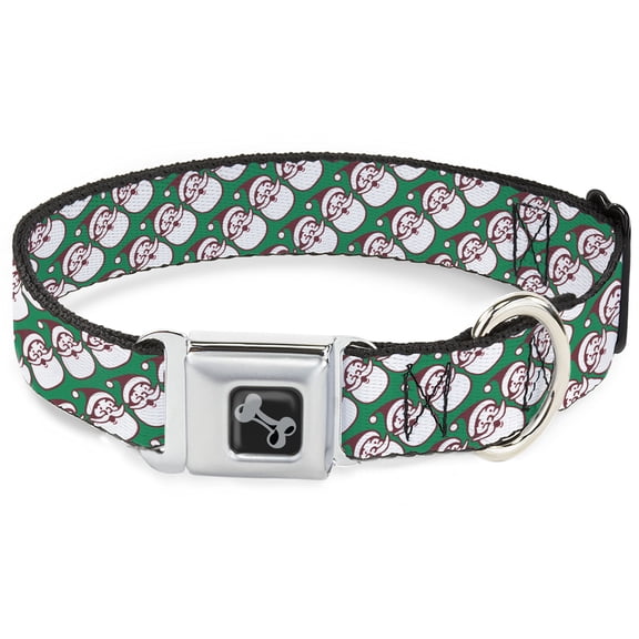 Buckle-Down Pet Collar, Dog Collar Metal Seatbelt Buckle, Jolly Santa Claus Christmas Smiling Face Icon Green Red White, 13 to 17 Inches 1.5 Inch Wide